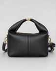 Borsa mini con manico annodato in vera pelle – Nero, vista frontale