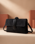 Borsa pochette donna nera con nodo, vista singola ravvicinata