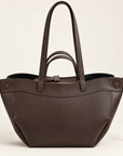 Borsa shopper in vera pelle con doppi manici colore marrone – vista frontale