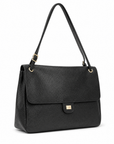 Borsa shopper donna in vera pelle nera, vista frontale