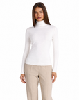 Dolcevita donna basic tinta unita con Polly 4 - Bianco vista frontale