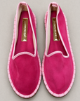 Friulane in velluto Fucsia con bordi rosa chiaro – vista dall’alto