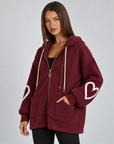 Giacca felpa con maniche in maglia b16 97016, bordeaux, Polly 4, tre quarti