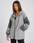 Giacca felpa con maniche in maglia b16 97016, grigio, Polly 4, tre quarti