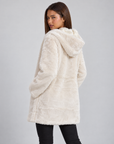 Giacca donna effetto pelliccia Bianco con cappuccio, Polly 4, vista posteriore