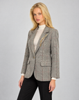 Giacca a Quadri con Rever Classico n21 7000 - grigio - Polly 7 - vista tre-quarti