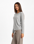 Maglia donna in cotone e lana con Polly 4 - Grigio vista tre quarti