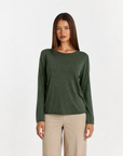 Maglia donna in cotone e lana con Polly 4 - Verde vista frontale