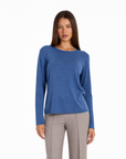 Maglia donna in cotone e lana con Polly 4 - Denim vista frontale