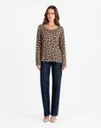 Maglia donna maculata beige, figura intera
