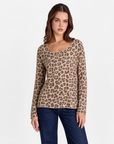 Maglia donna maculata beige, dettaglio mezzo busto