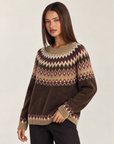 Maglia donna jacquard marrone con Polly 4 – tre-quarti