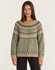 Maglia donna jacquard pistacchio con Polly 4 – frontale
