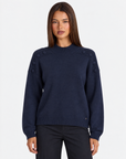 Maglia collo alto con bottoni sulle spalle Blu, Polly 4 – vista frontale