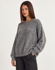 Maglia donna girocollo grigio con Polly 4 – tre-quarti