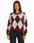 Maglia a rombi t23 1935-1 Bordò con Polly 4 – vista frontale