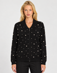 Maglia con zip dettaglio perle nero – Polly 7, vista frontale