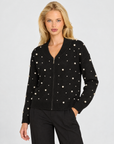Maglia con zip dettaglio perle nero – Polly 7, posa tre quarti