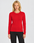 Maglione basic morbida girocollo n22 108 Rosso indossato da Polly 7 – frontale