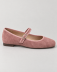 Ballerine Mary Jane effetto scamosciato Rosa — profilo laterale, sfondo neutro