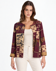 Giacca donna fantasia cavalli Bordeaux con Polly 2, vista frontale