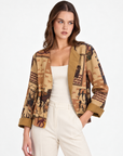 Giacca donna fantasia cavalli Cammello con Polly 2, vista a tre quarti