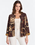 Giacca donna fantasia cavalli Marrone scuro con Polly 2, vista frontale