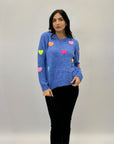 Maglione con cuori ricamati