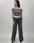 Pantaloni gamba larga con elastico