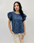 Maglia in cotone con stampa piante