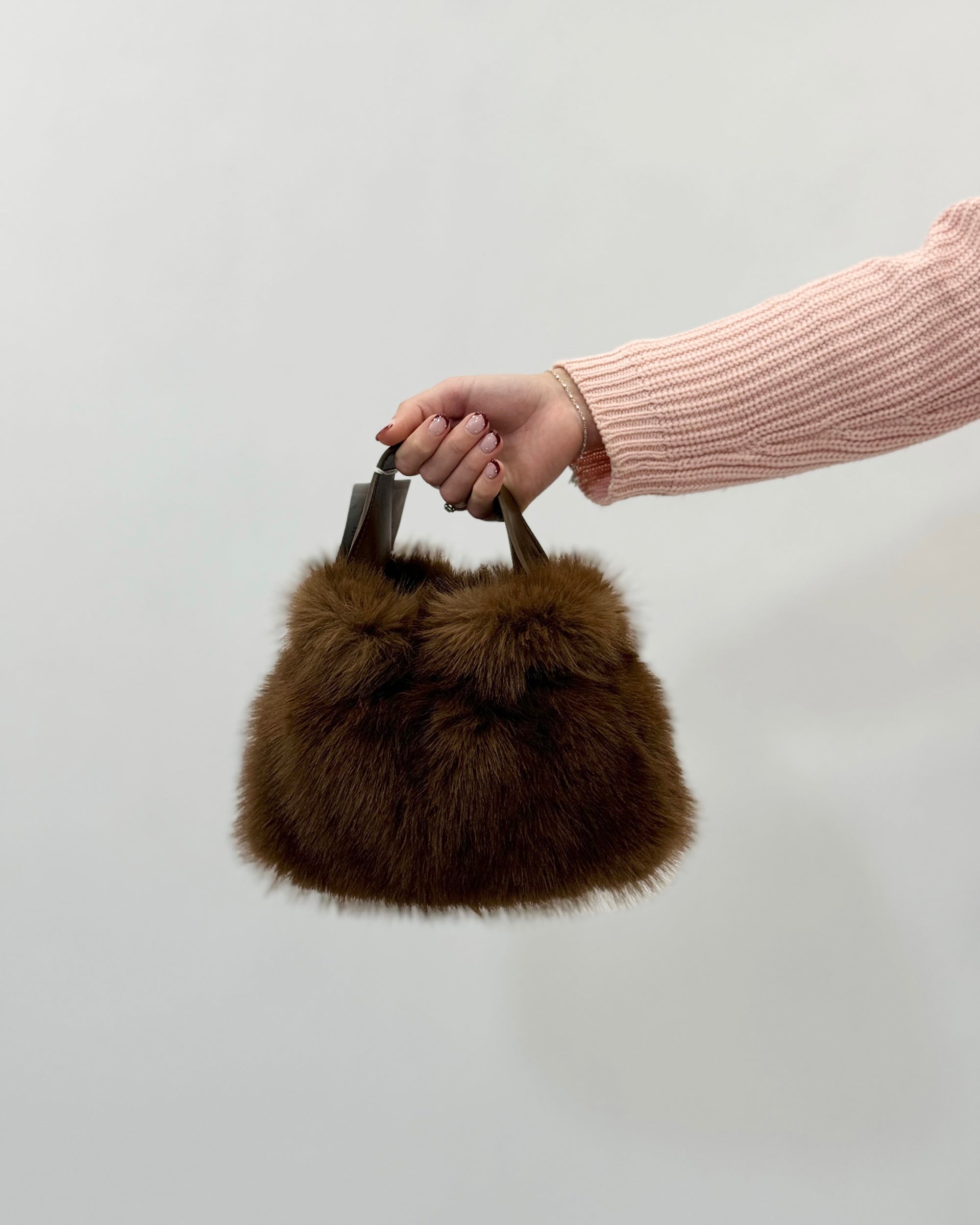 Borsa con pelo e manico liscio Alex Max