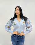 Cardigan comodo con maniche palloncino
