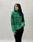 Maglione dolcevita con fantasia