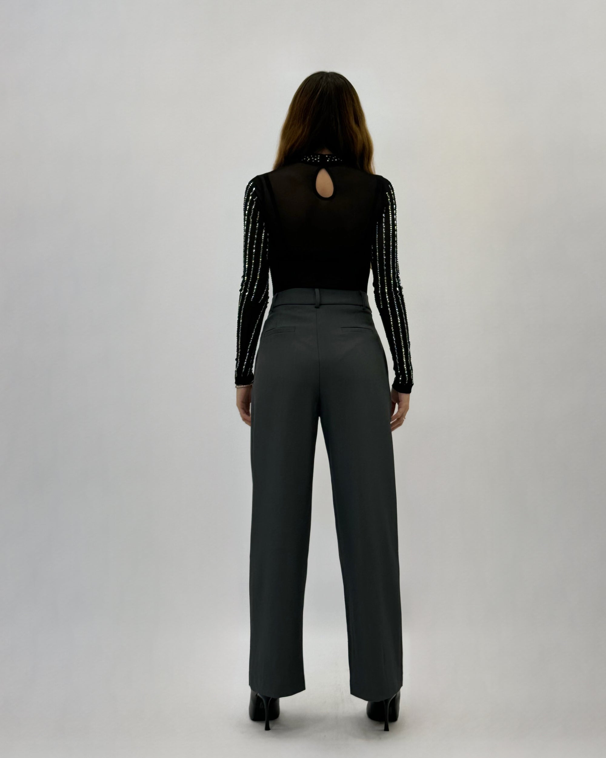 Pantaloni a palazzo con zip e bottone Jean