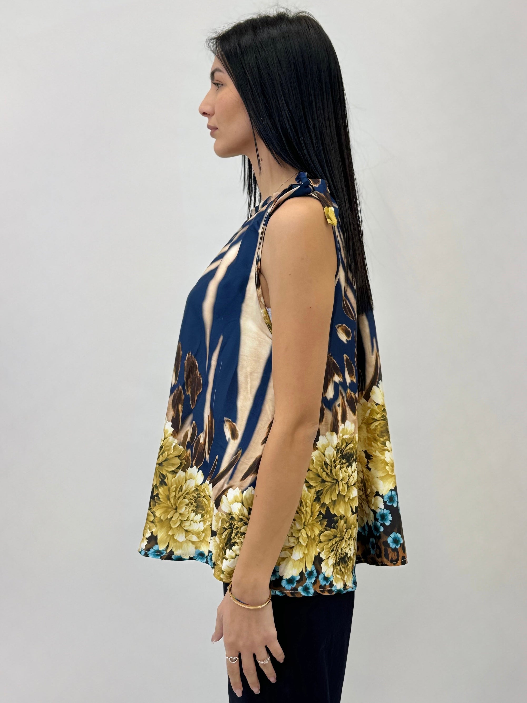 Blusa in raso con stampa