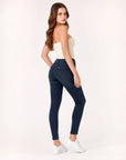 Pantaloni push-up donna 5460 blu vista posteriore tre quarti