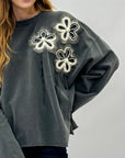 Felpa in cotone con margherite