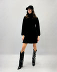 Abito premium dolcevita in lana mohair con piume