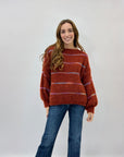Maglione misto lana con dettaglio righe