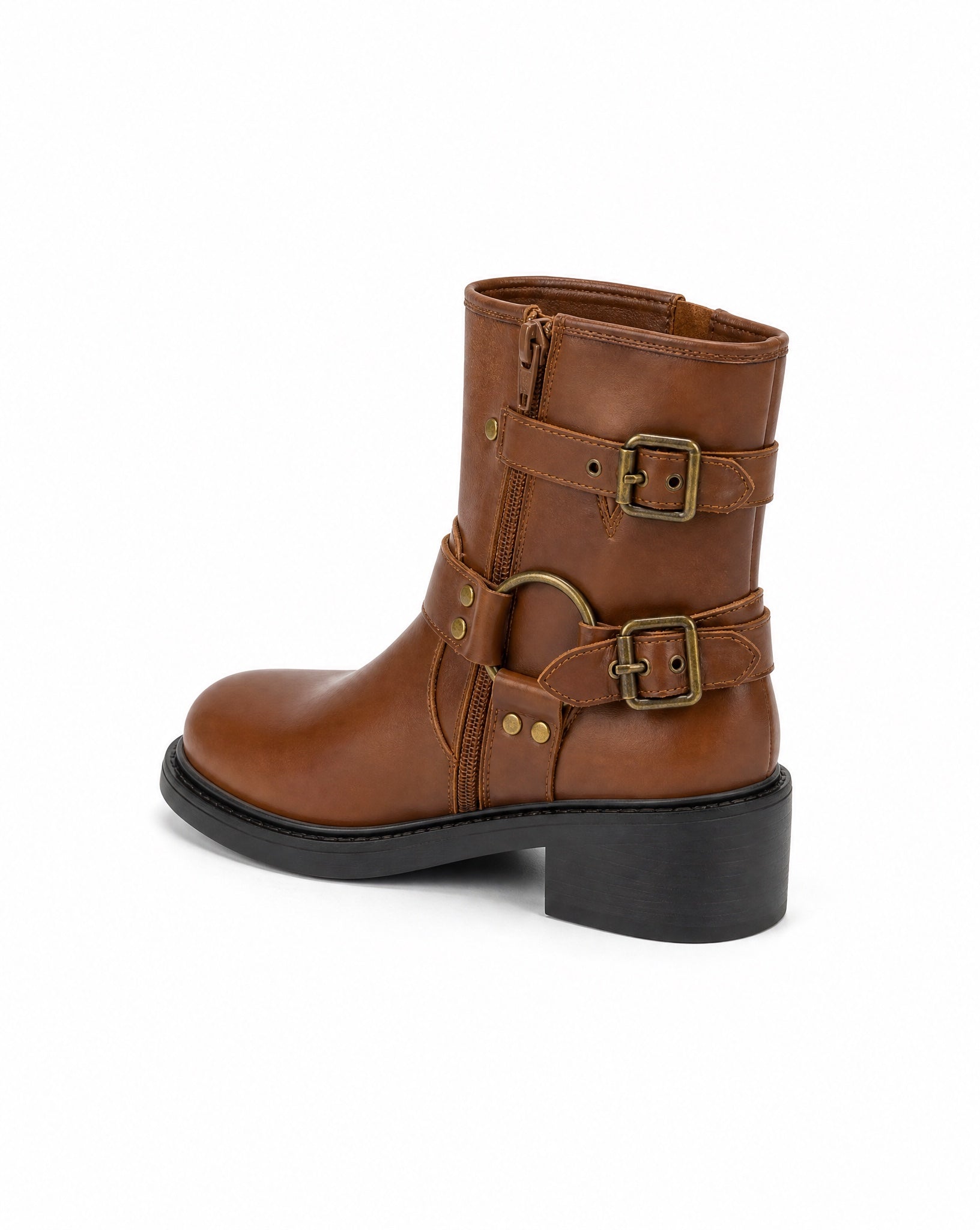 Stivaletti donna Charlie marroni vista posteriore con zip