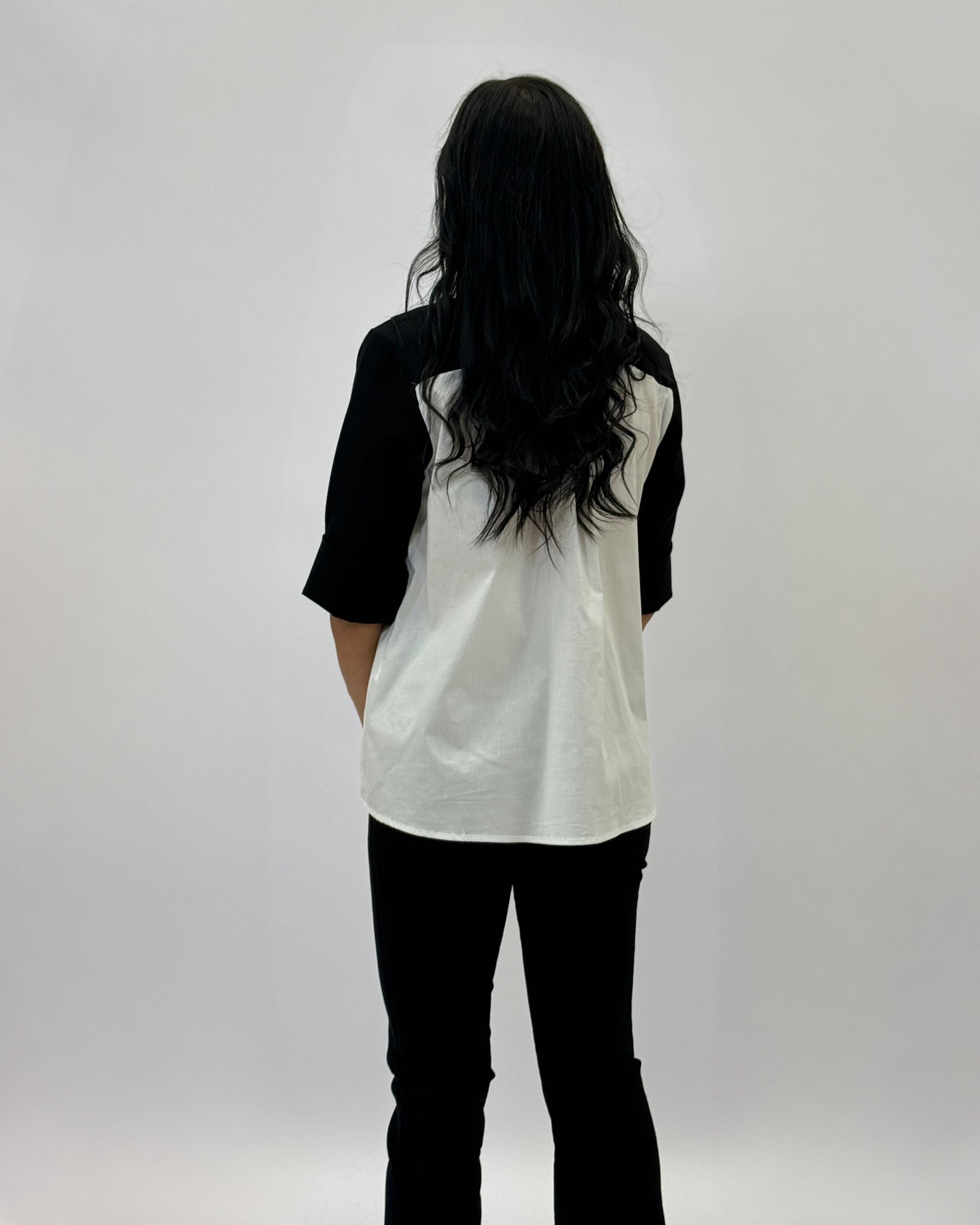 Maglia in punto milano con dettaglio camicia