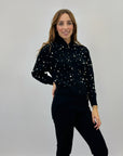Maglione perle con zip crop