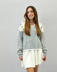 Maglione misto lana con fiori ricamati
