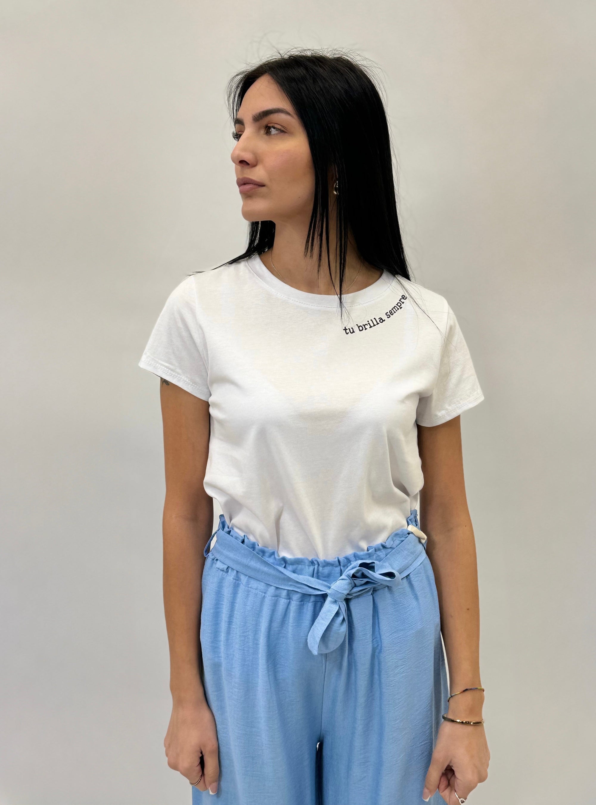 Pantaloni gamba larga con fiocco