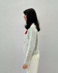 Maglione misto lana con stampe lettere e cuore
