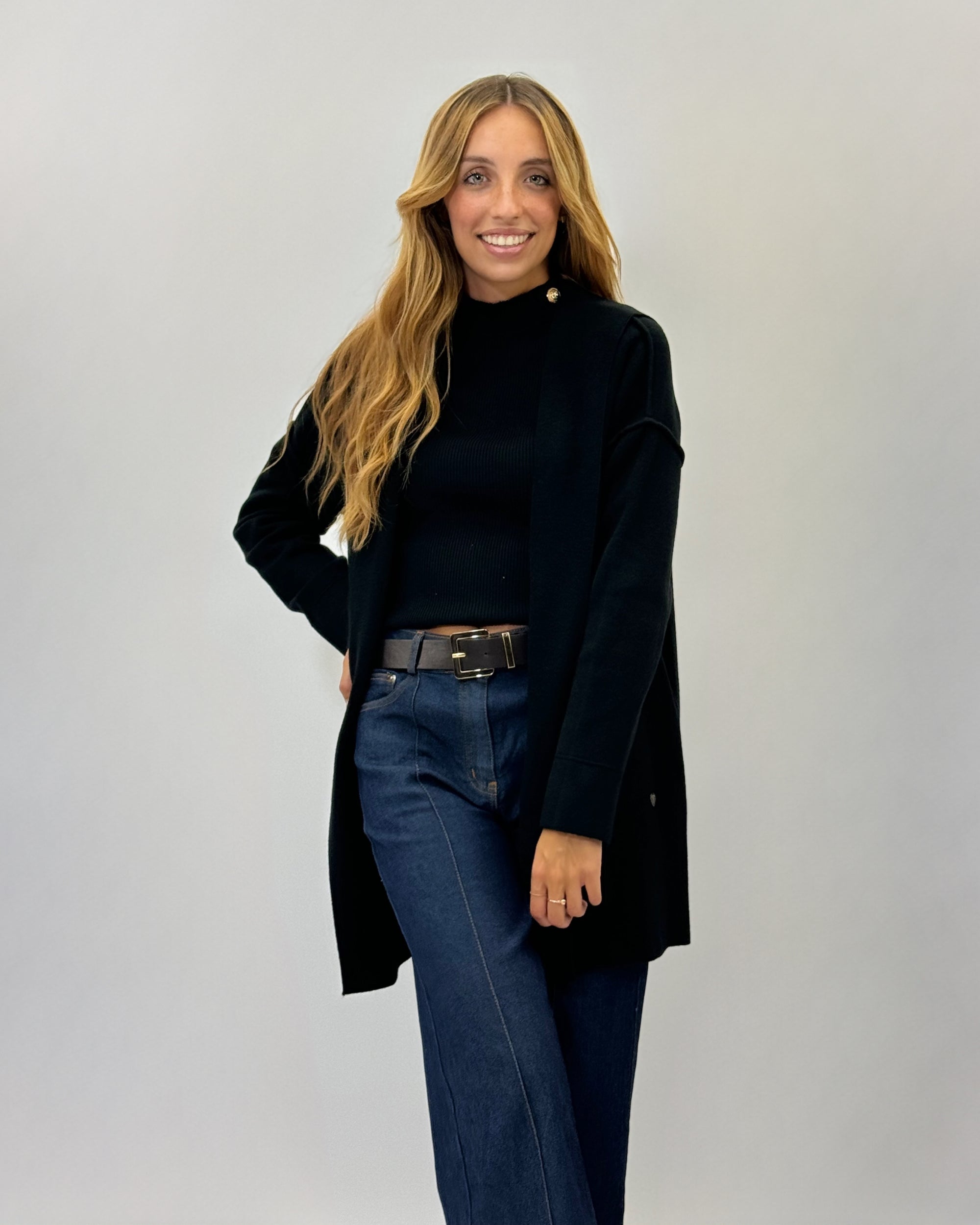 Cardigan lungo con cappuccio