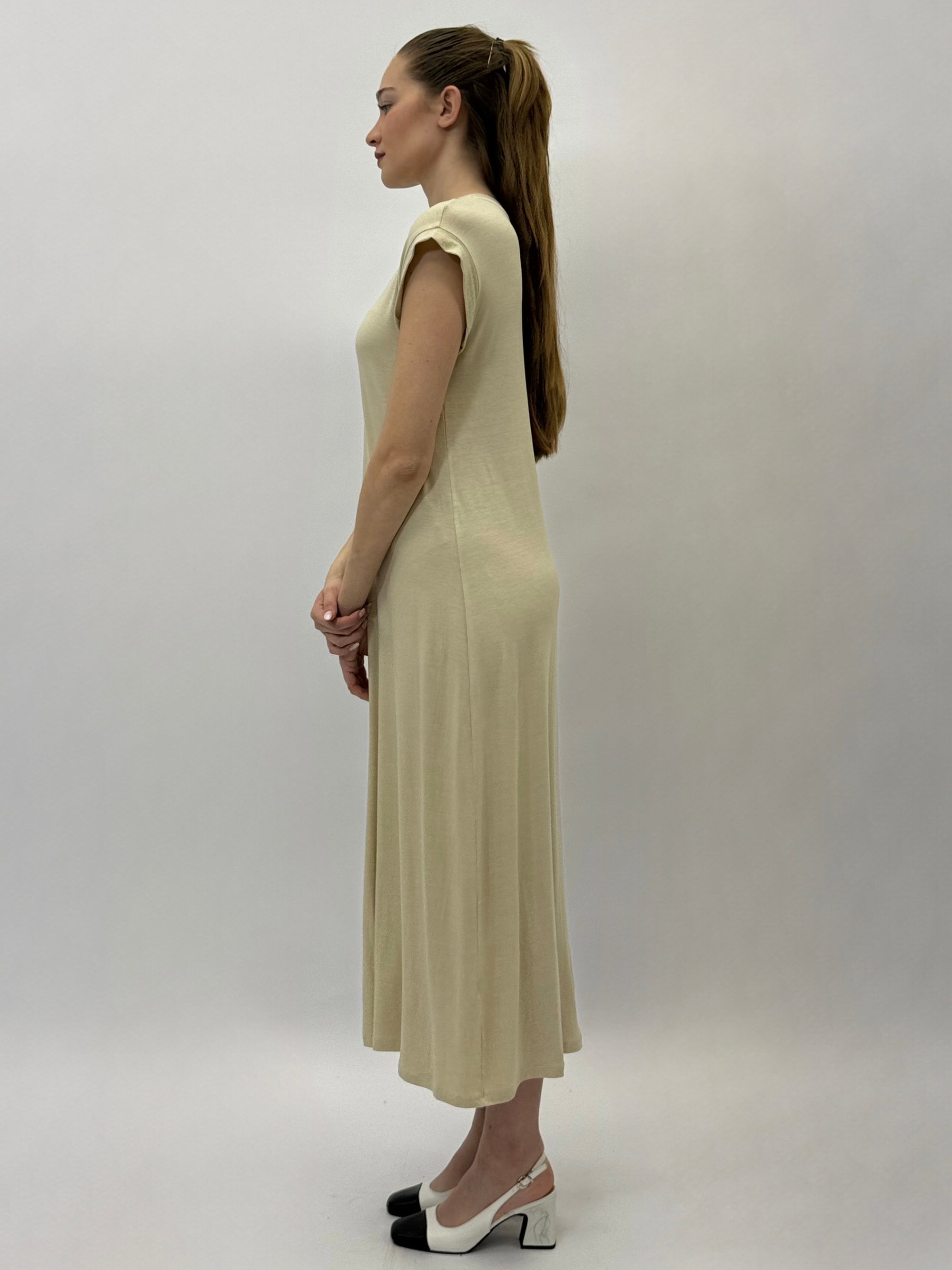 Abito lungo basic con dettaglio lurex