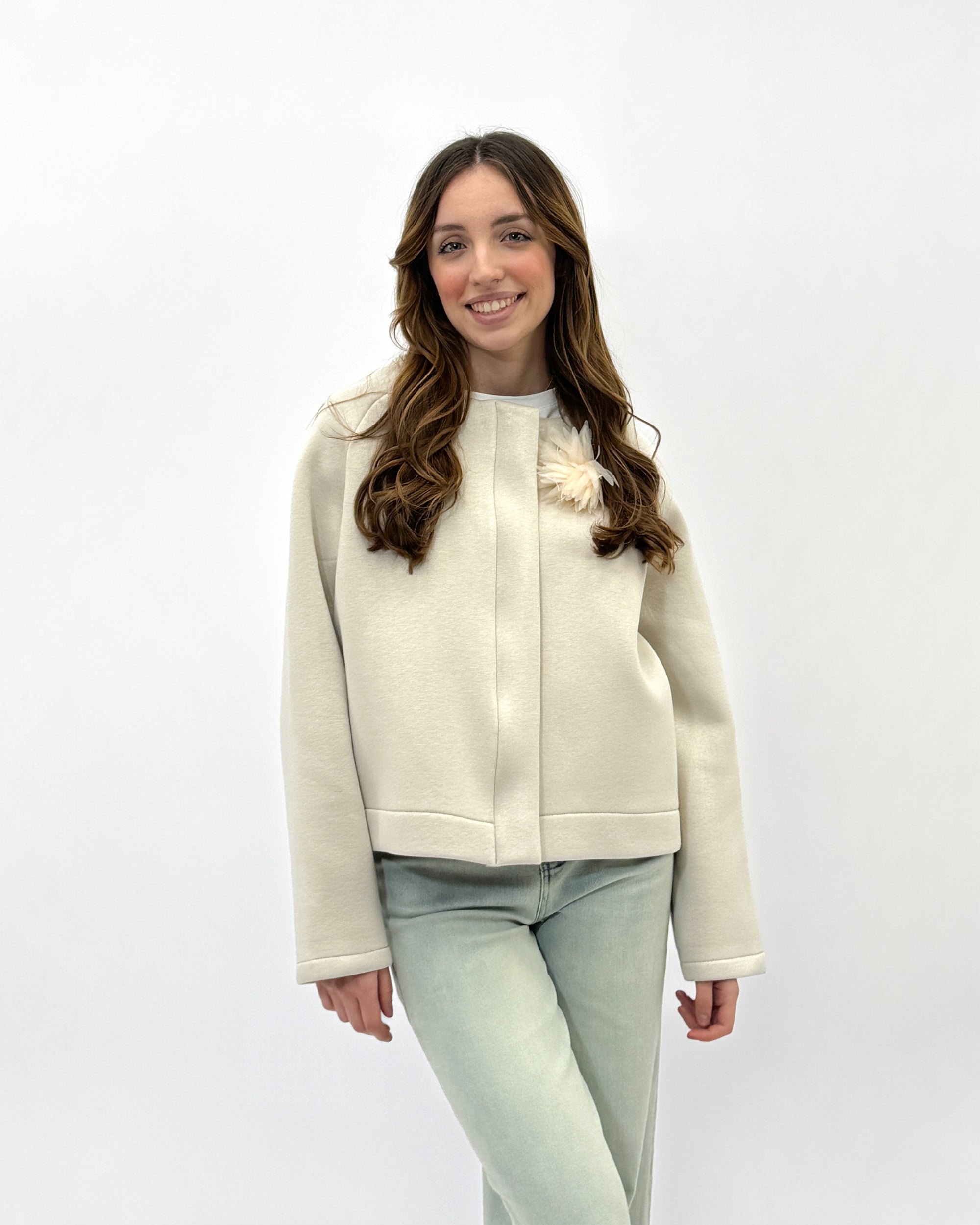Giacca neoprene con fiore