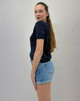 Pantaloncini jeans elasticizzato con risvolto