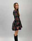 Abito tartan con maniche palloncino